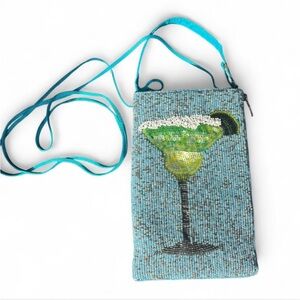 Teal Beaded Margarita Crossbody Bag